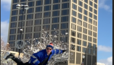 Scott Isbell skates across oval in Worcester mass