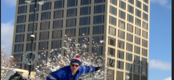 Scott Isbell skates across oval in Worcester mass