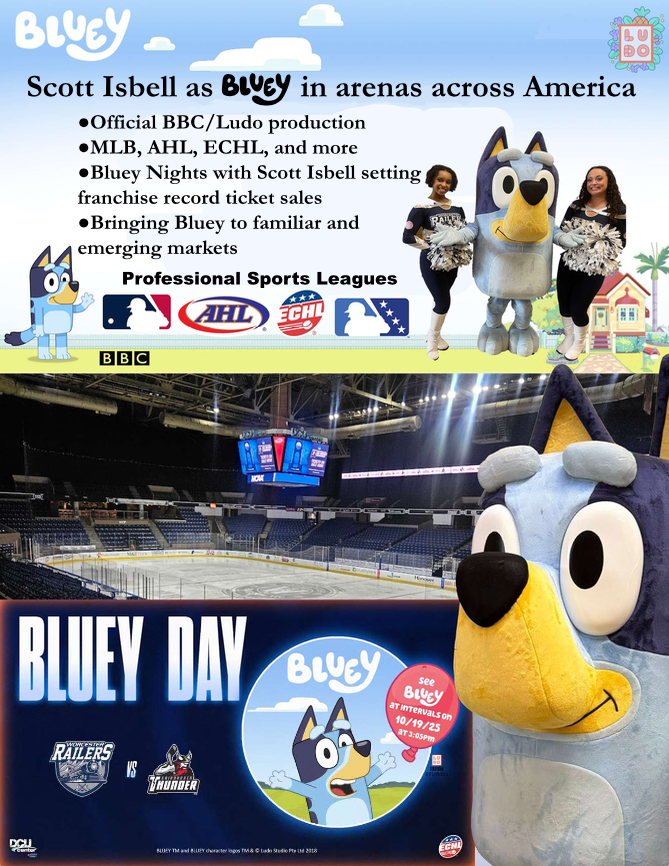 Scott Isbell Bluey Live as Bluey AHL ECHL MLB