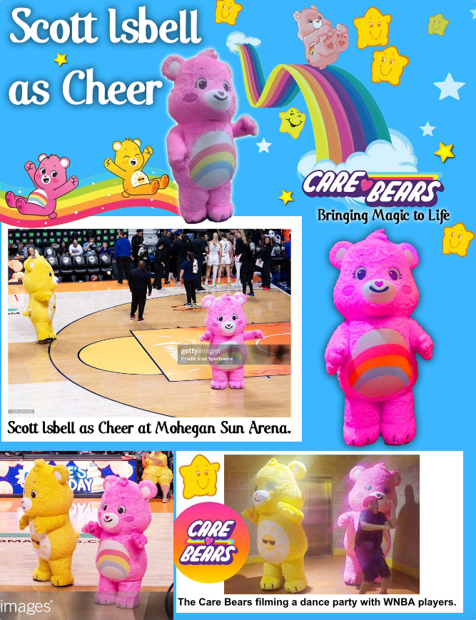 Scott Isbell as official Care Bear Cheeer performing live at Mohegan Sun Arena. Care Bears Live